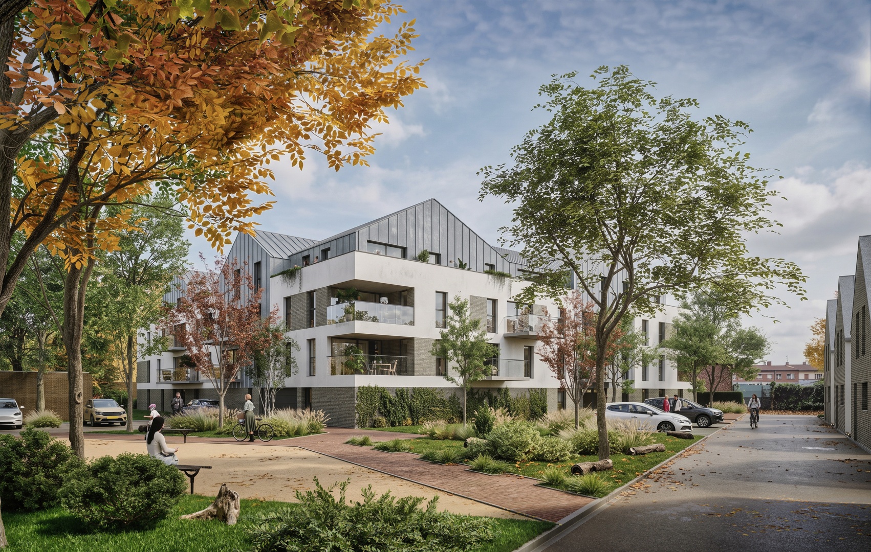 Perspective 3D pour un projet de logements collectifs à Orchie pour Loger et Octa