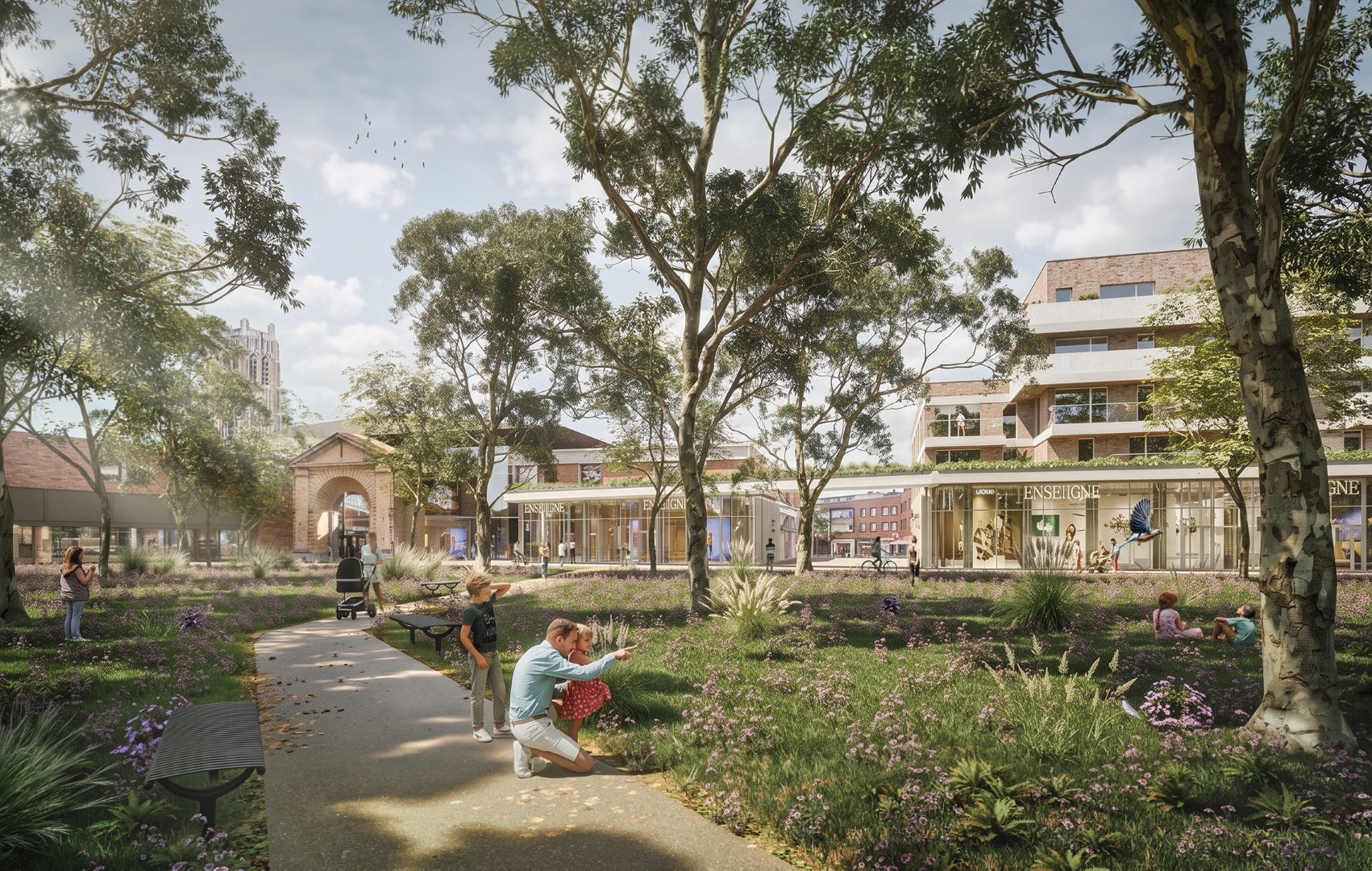 Perspective 3D d'un projet de logements collectifs et commerces à Dunkerque pour Odim et Avantpropos