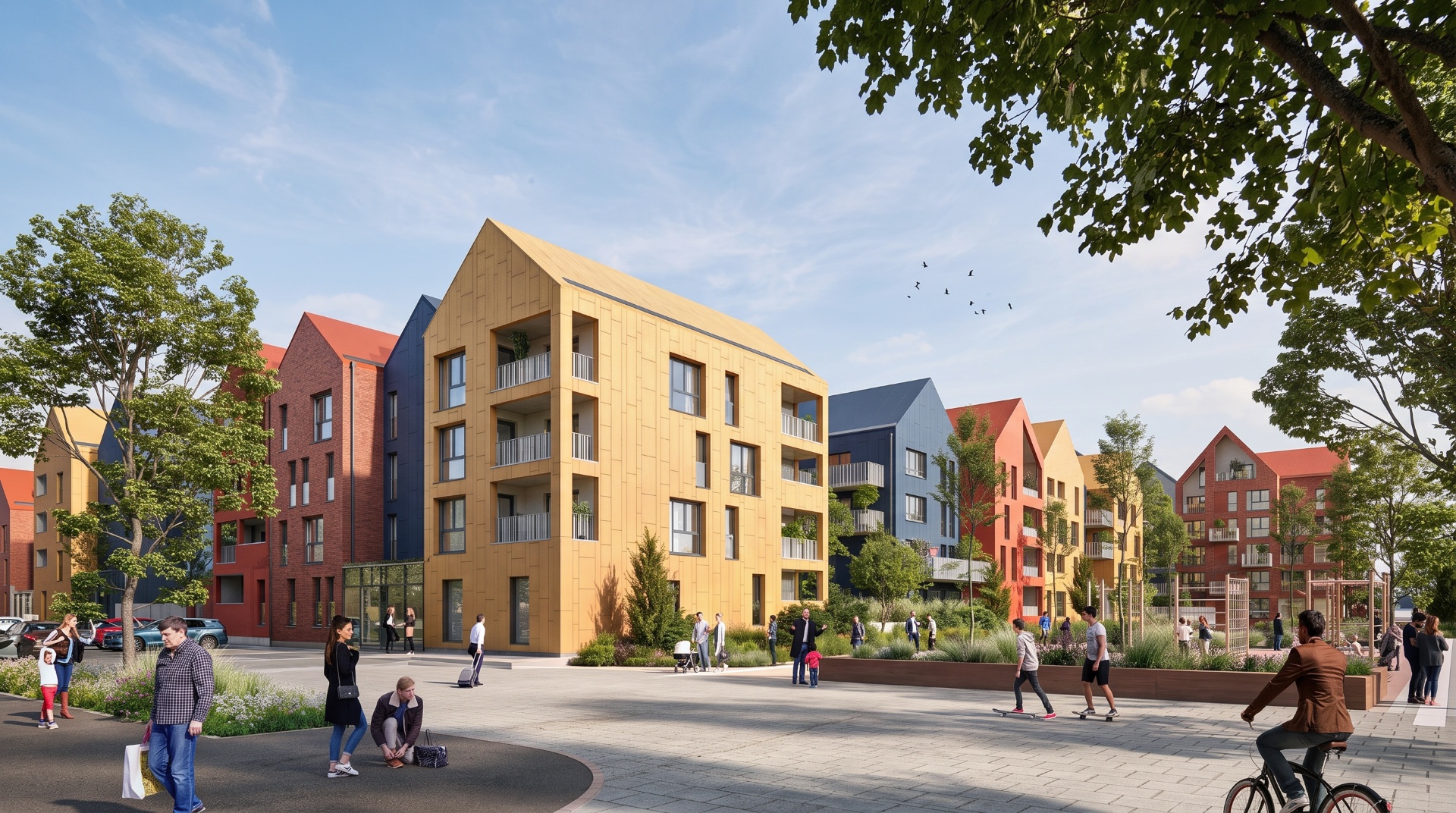 Perspective 3D d'un projet de logements collectifs à Dunkerque pour CCI Construction et Maes
