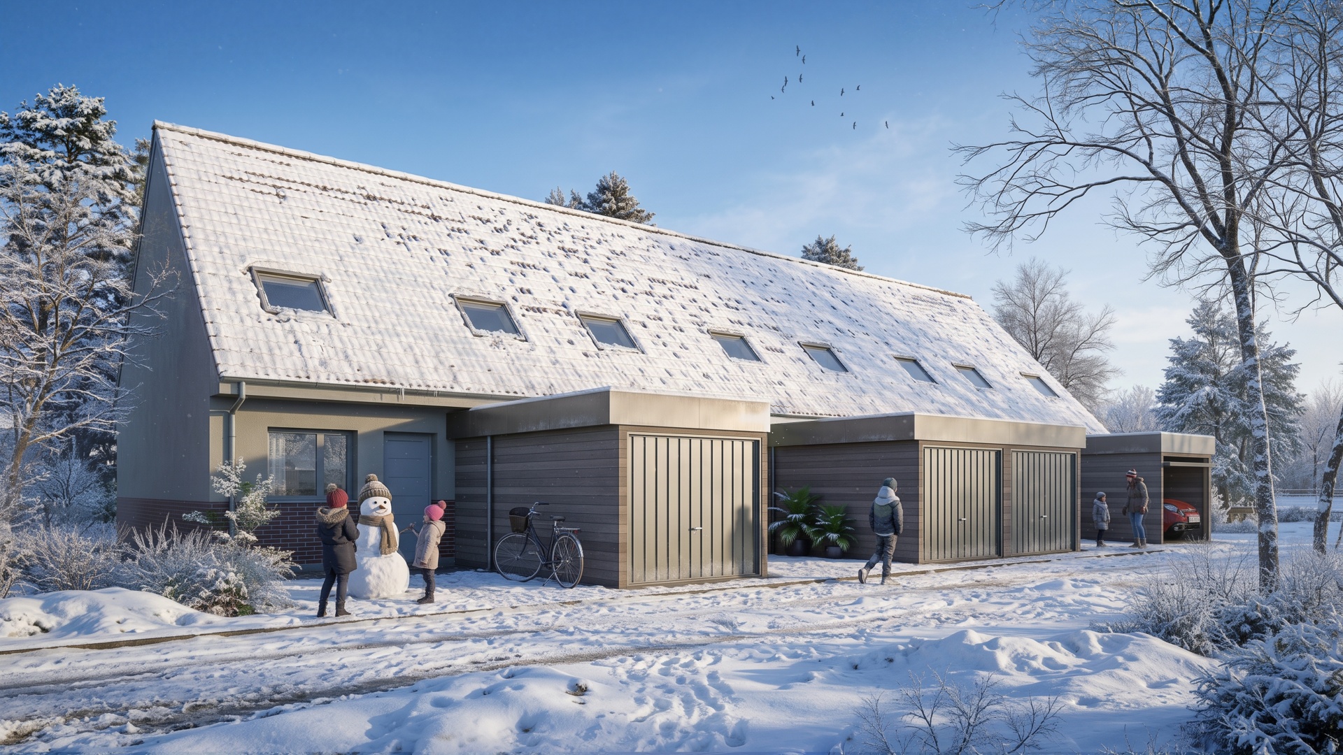 Perspective 3D pour un projet de maisons individuelles hiver – La Sentinelle – Big Turtle