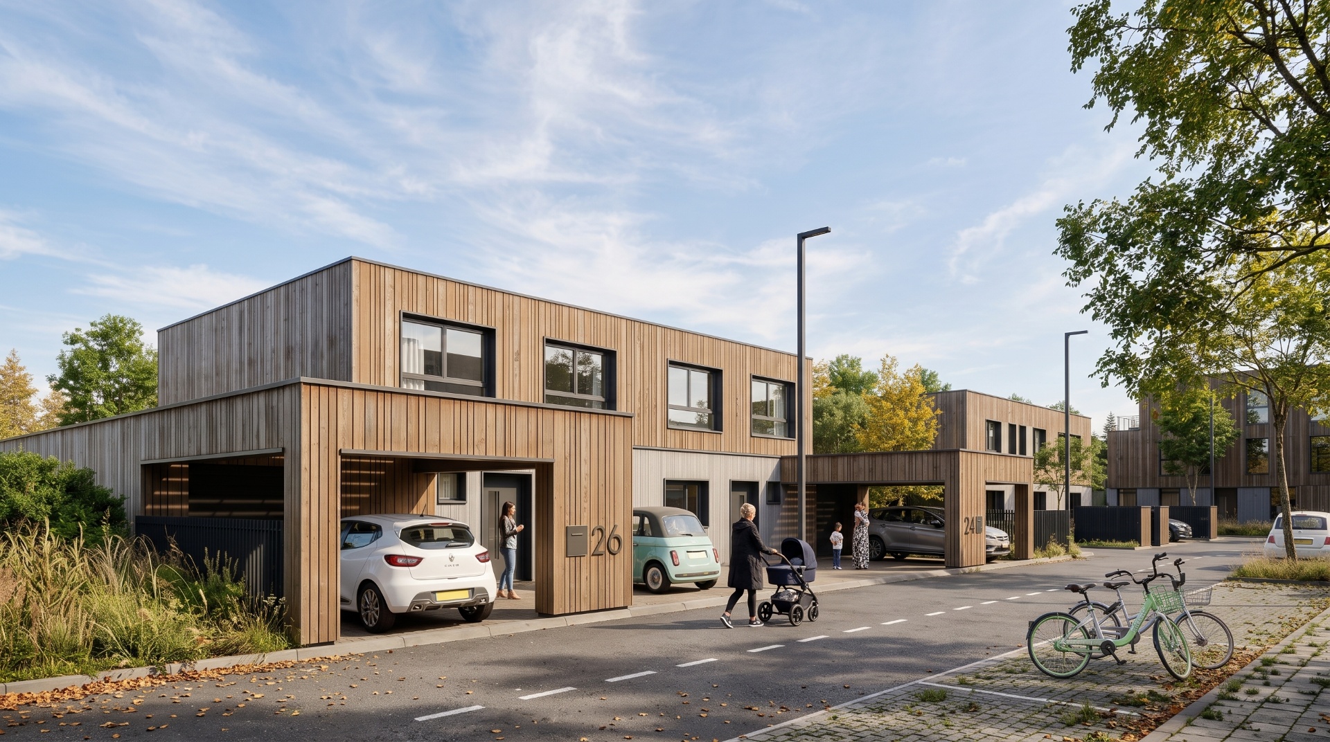 Perspective 3D pour un projet de logements individuels à Le Portel pour DBI