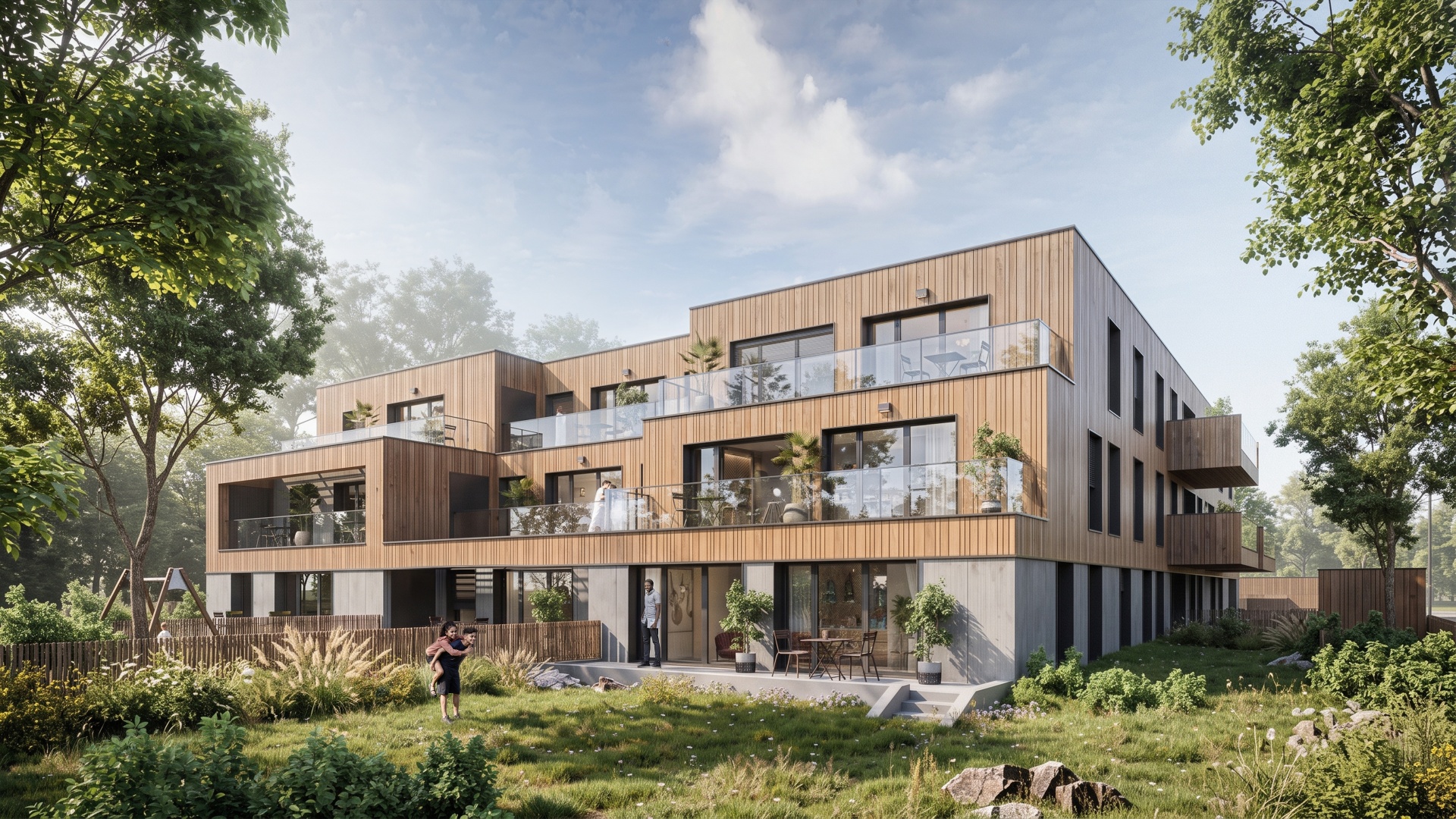 Perspective 3D pour un projet de logements collectifs à Le Portel pour DBI