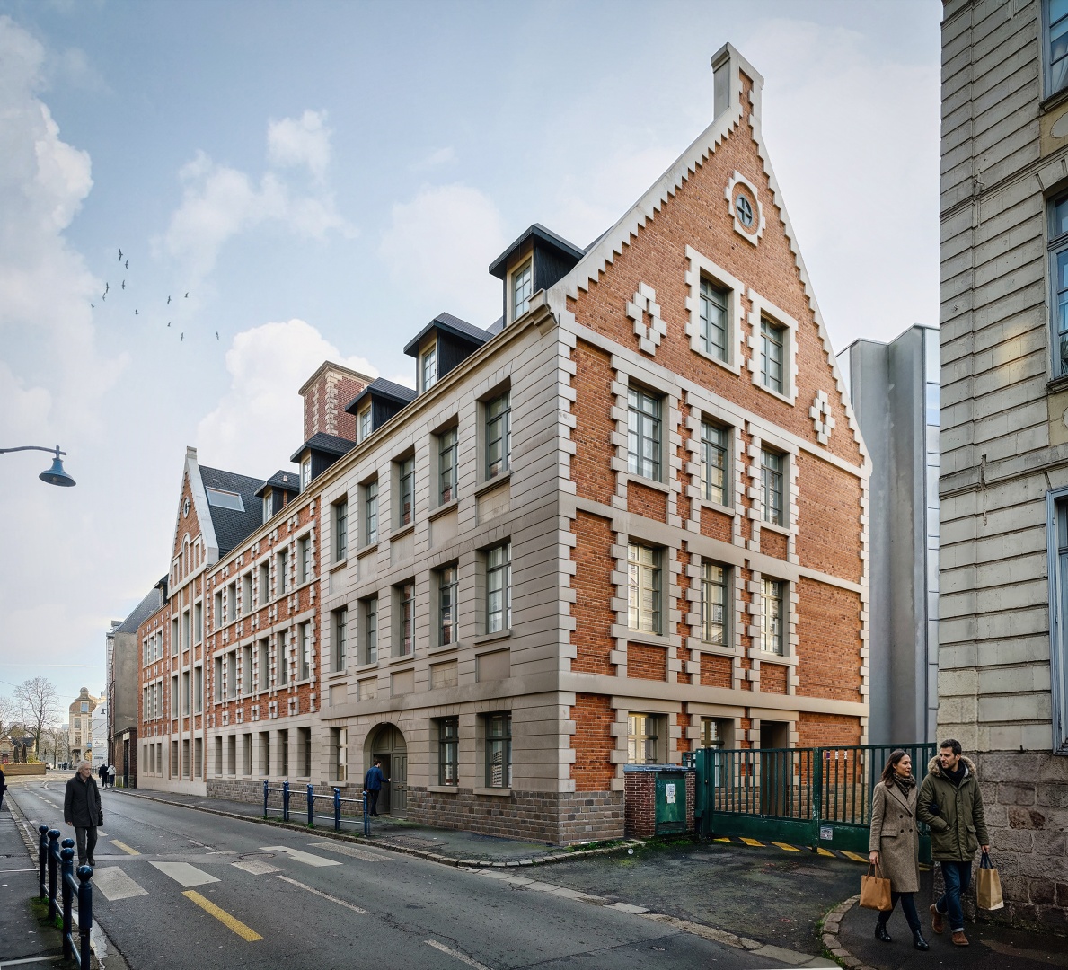 Perspective 3D de la réhabilitation d'un bâtiment à Arras pour Maes