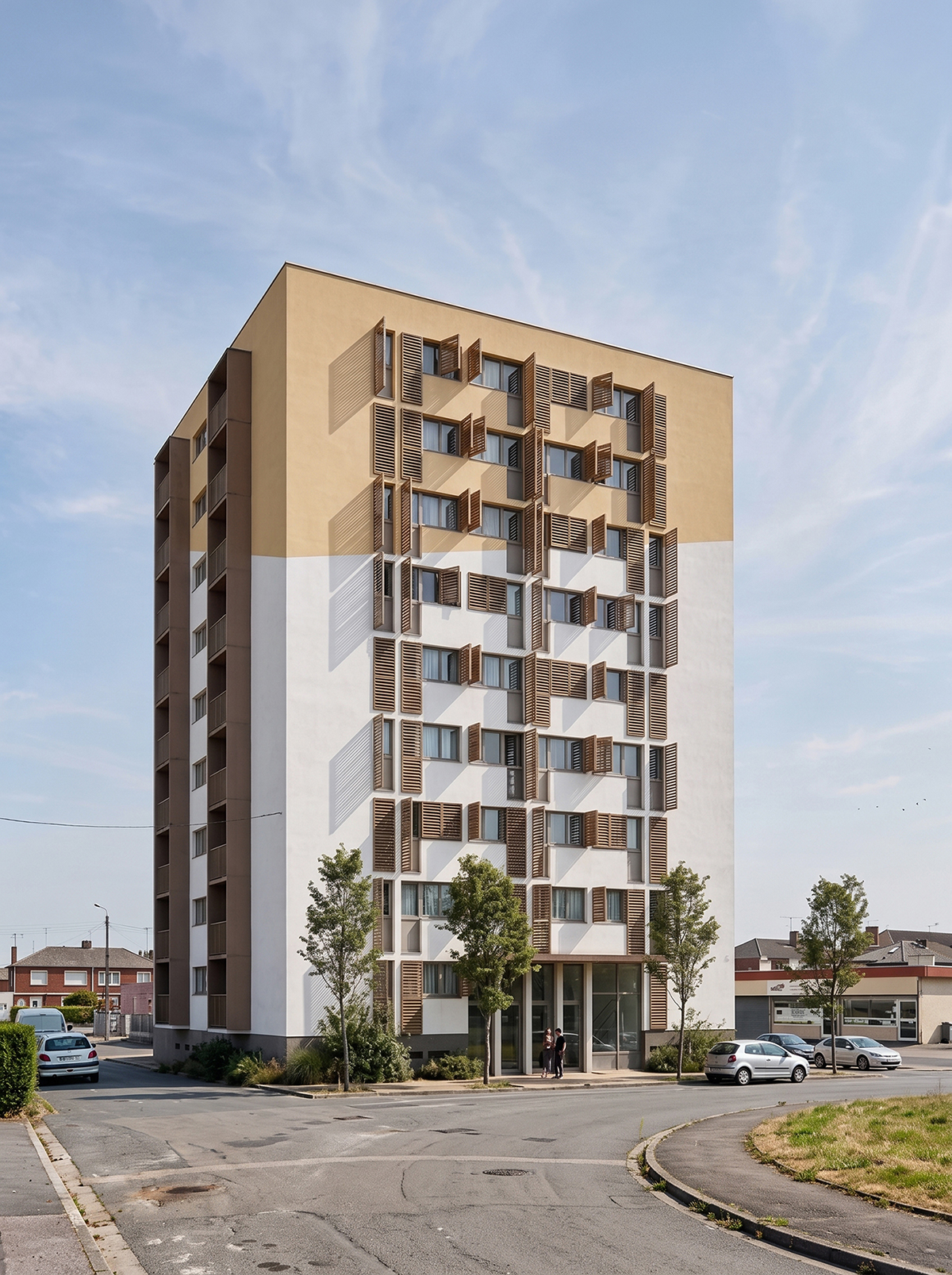 Perspective 3D d'un projet de réhabilitation thermique de logements collectifs à Cambrai pour Atelier Pi