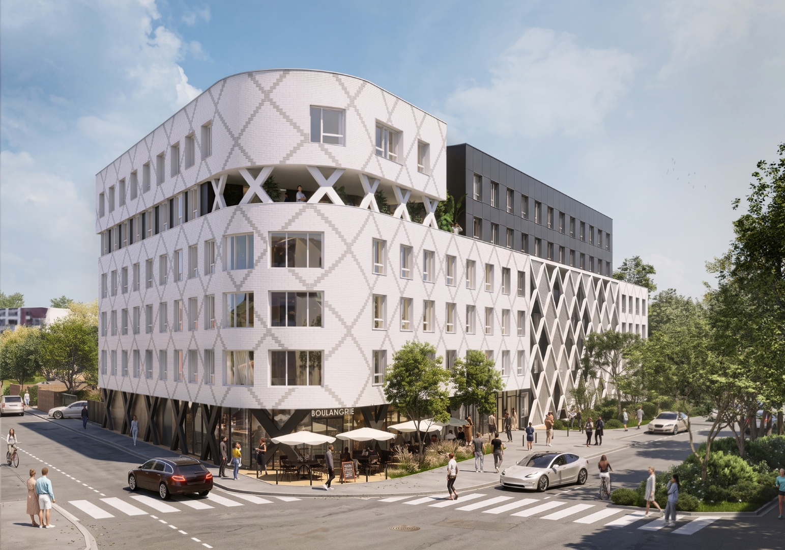 Perspective 3D d'une résidence étudiante à Loos pour Tisserin et Anaa Architectes