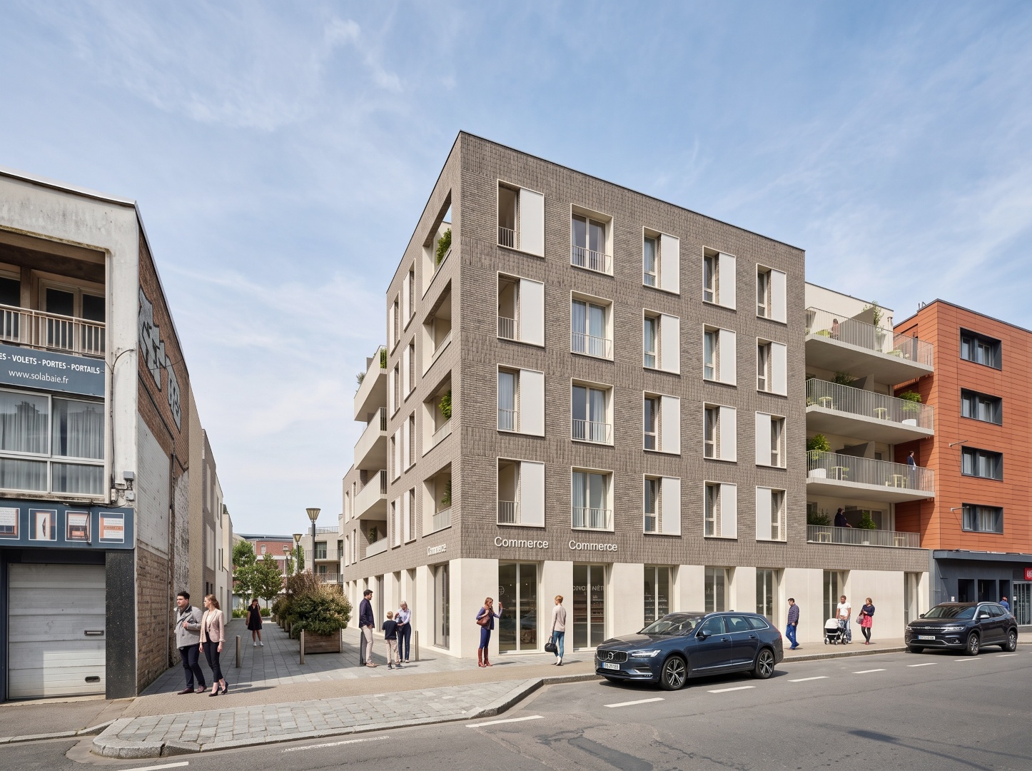 Perspective 3D d'un projet de logements collectifs à Dunkerque pour DBI