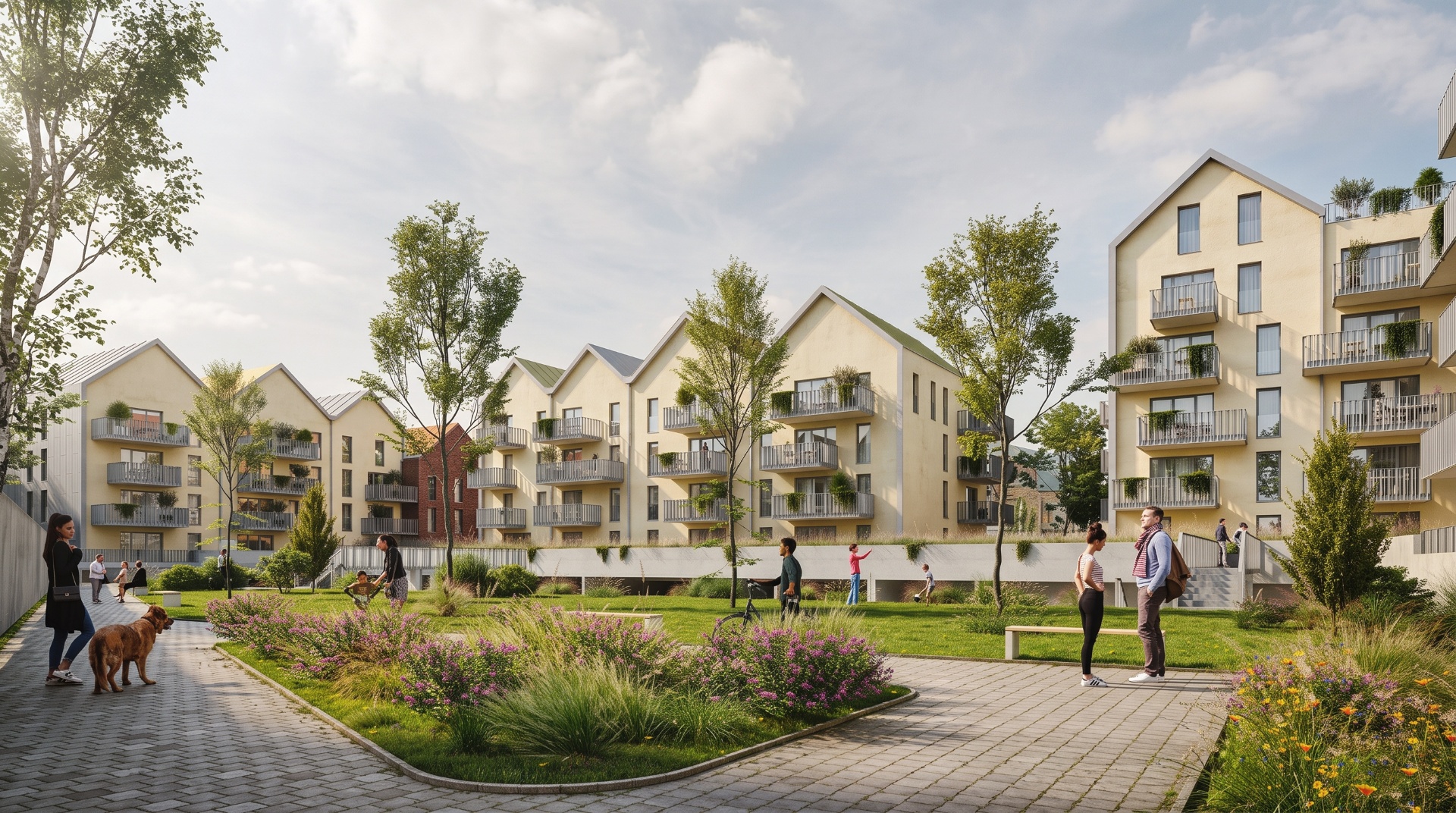 Perspective 3D d'un projet de logements collectifs à Dunkerque pour Pichet